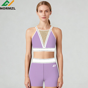 Glitter Cheer Warm up Set <strong>Purple</strong> <strong>Crop</strong> <strong>Top</strong> and Short Rhinestones Cheer Practice Wear - Product Image 1