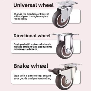 ล้อเฟอร์นิเจอร์ 1/1.5/<span class=keywords><strong>2</strong></span>/3 นิ้ว แบบหมุน/แบบมีเบรก ทนทาน เงียบ ล้อขนาด 1.5 นิ้ว แกนเกลียว ล้อเหล็กแข็งแรง โครงสร้าง TPR - Product Image 6
