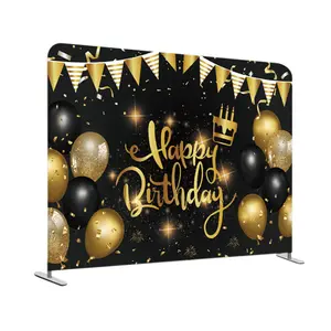 Birthday wedding party rectangle background Metal Aluminum folded arch frame cartoon decoration backdrop stand and cover