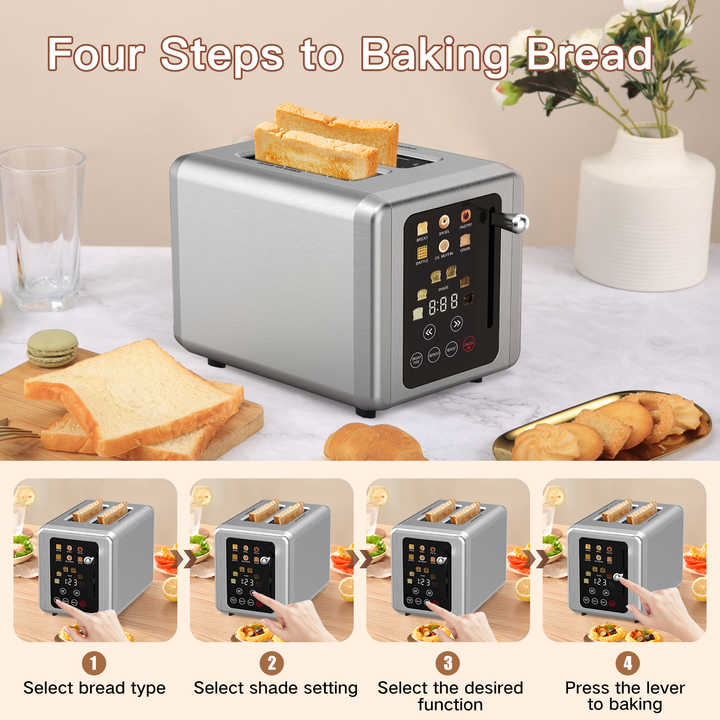 Custom Logo 2-Slice Stainless Steel Electric Toaster Home Appliances ...