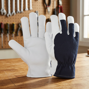Gants de travail en cuir avec embouts antidérapants, bracelet élastique, gants d'assemblage polyvalents - Product Image 5