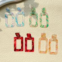 Boucles d'oreilles en acétate tendance, carrées et colorées, dorées, accessoires de mode, boucles d'oreilles pendantes pour femmes