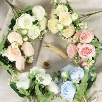 Bouquet de fleurs artificielles en soie blanche, arrangement floral pour mariage, décoration de centre de table pour fête à domicile