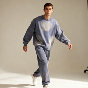 TKAN409D Vente en gros de sweat-shirts personnalisés pour hommes, style streetwear, col rond, vintage, délavé à l'acide, grande taille, coupe ample, 100% coton, broderie française - Product Image 1