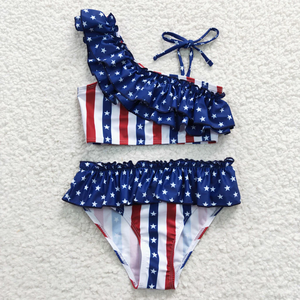 Maillot de bain pour bébés filles, sans manches, imprimé étoile de mer, à carreaux, à volants, bikini d'été pour bébés filles - Product Image 6