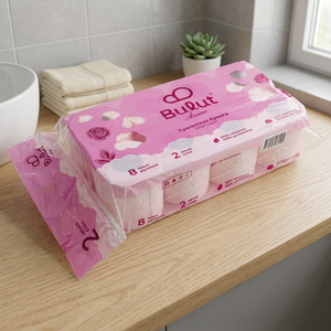 Papel Higiénico Aroma Rosa Ecológico de Pulpa de Madera Virgen de 2 Capas, 8 Rollos, 5 Paquetes, Cómodo y Suave - Product Image 3