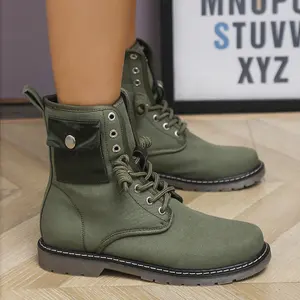 2022 공장 제조 크리스마스 따뜻한 신발 작은 가방 섹시한 표범 육군 녹색 블랙 카키 레이스 발목 짧은 부츠