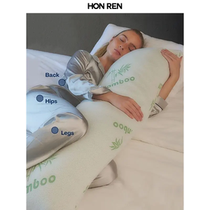 Almohada de Bambú Refrescante para Todo el Cuerpo, Rellena de Espuma Viscoelástica Triturada, con Funda de Bambú Extraíble con Cremallera, Firme, para Dormir de Lado - Product Image 1