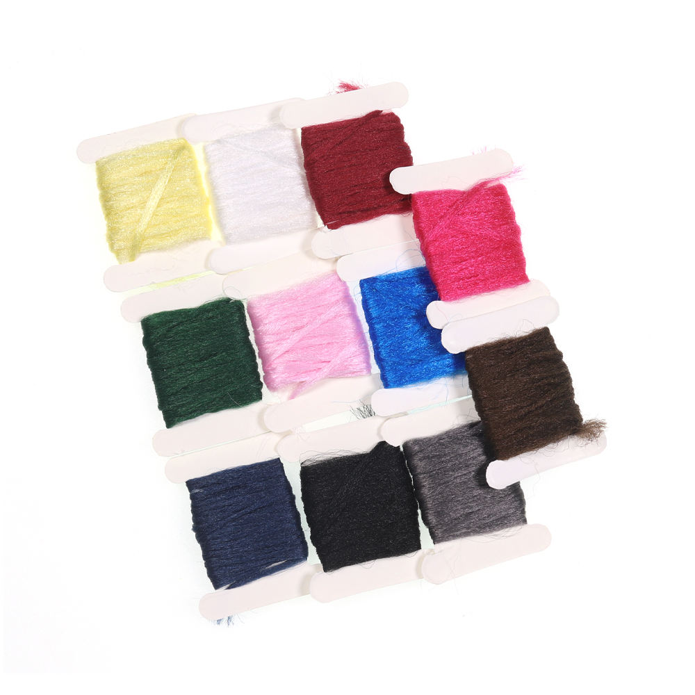 11 Color Combed Polypropylene Floating Yarn 2M/card Dry Fly Parachute Post  Fibers Spinner wings Fly Tying Materials