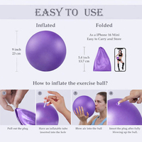 Ballon de yoga et de Pilates 25 cm en PVC anti-éclatement, antidérapant, non toxique, léger et durable pour le yoga, le Pilates, la gym à domicile et l'entraînement du tronc
