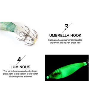 NUEVO 90mm 16G Glow Wooden Shrimp Egi Squid Septlefish Bait con Japan Tube Hook Ganchos De Pesca De Calamar - Product Image 5