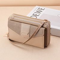 Dompet wanita dompet risleting lapisan ganda Multi kartu grosir