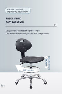 كرسي مختبر ESD مع رغوة بو قطب الصناعية أسفل مسند الظهر كرسي مختبر كرسي مختبر مع مسند الظهر ومسند للقدمين - Product Image 4