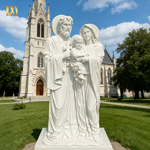 Statue de la Sainte Famille en marbre blanc sculptée à la main, décoration religieuse sacrée pour église et <span class=keywords><strong>jardin</strong></span> - Product Image 1