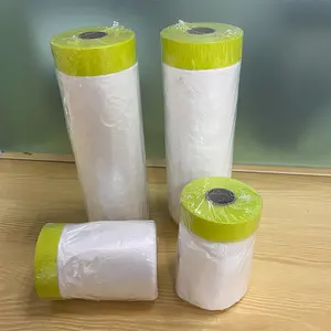 Factory Manufacture Pre-taped Plastic Automotive Auto Painting Masking Film With Tape For Car Painting