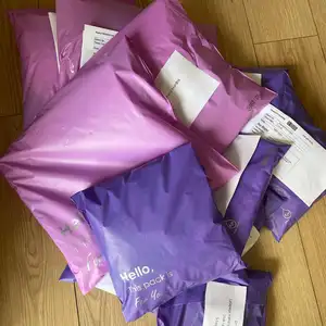 사용자 정의 디자인 인쇄 식물 기반 친환경 핑크 의류 포장 생분해 성 우송료 배송 가방 폴리 우편물