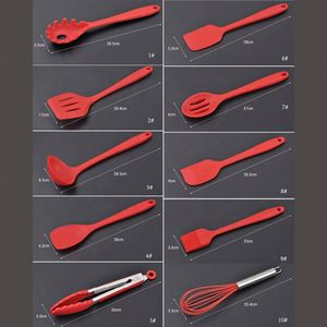 Ensemble de 10 ustensiles en silicone PA66 avec noyau en acier, antiadhésifs, résistants à la chaleur, pour une utilisation quotidienne en cuisine à la maison - Product Image 4