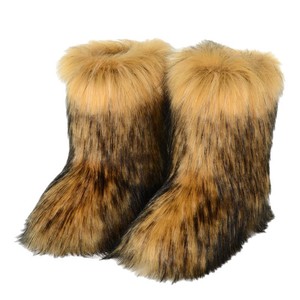 Bottes de neige unisexes européennes et américaines à jambe courte, mi-<span class=keywords><strong>mollet</strong></span>, antidérapantes, chaudes, en fausse fourrure, style laine de plage, douces et confortables, très tendance - Product Image 2