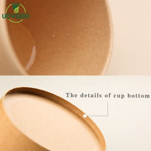 Alimentos descartáveis biodegradáveis para levar Levar Papel Kraft Salada Tigela De Papel Com Tampa - Product Image 3