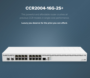 Mikrotik Enrutador Gigabit de 16 puertos con 2x10G SFP + Función de firewall VPN 300Mbps Velocidad máxima de datos LAN <span class=keywords><strong>CCR2004</strong></span> CCR2216 - Product Image 1