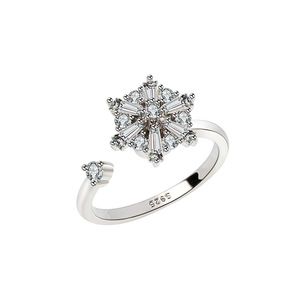 Dainty Geometric Cubic Zirconia Rotating <b>Rings</b> <b>Adjustable</b> Copper Platinum Plated Anxiety Relief Jewelry For Women - Product Image 5
