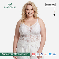 SHANGBINI Camisola de encaje completo con sujetador incorporado, talla grande, 2 en 1, romántica y suavizante, L-4XL