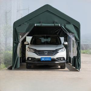Abri d'auto extérieur personnalisable Gazebo Auvent Tente moderne et imperméable avec cadre en métal et <span class=keywords><strong>bois</strong></span> traité sous pression Style naturel - Product Image 1