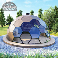RAXDOME Tente dôme hexagonale en verre géodésique de 6m 7m avec panneaux isolants pour hôtel toutes saisons