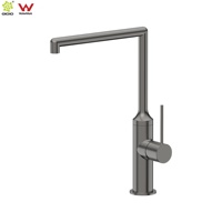 Robinet de cuisine moderne en acier inoxydable noir INOX avec bec pivotant