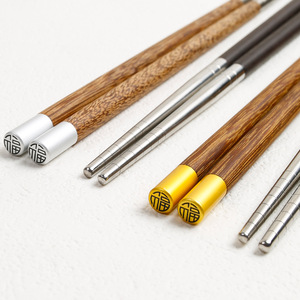 Palillos de Acero Inoxidable 304, Antideslizantes, Estilo Chino, Palillos de Madera para Alitas de Pollo, Palillos de la Suerte, Sin Pintar ni Encerar - Product Image 3