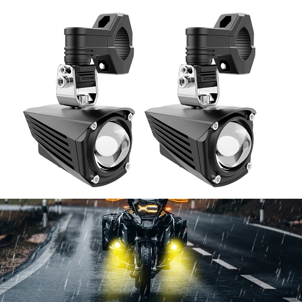 High Power Auxiliary Fog Led Spot Light 60W Motor Mini Driving Light white yellow Dual Color For BMW For Harley Moto Universal