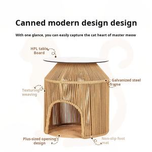 โซฟาโซฟาห้องนั่งเล่นเชือกตาข่ายทอด้วยเชือกบ้านสุนัขสีแดงบ้านแมวโต๊ะกลมขนาดเล็กโต๊ะกาแฟ - Product Image 3