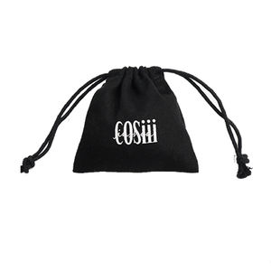 Logo personnalisé boucle d'oreille Bracelet toile coton bijoux sac cadeau coton sergé bijoux emballage sac coton lin bijoux pochette - Product Image 3