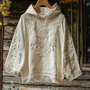 2025 <span class=keywords><strong>Vintage</strong></span> femmes fleur sauvage floral brodé <span class=keywords><strong>pull</strong></span> à capuche ample Style décontracté européen américain grande taille vêtements d'hiver - Product Image 5