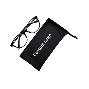 Óculos de sol preto macio, bolsa com cordão, fecho para óculos, aparelhos