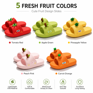 Sandales à enfiler en EVA pour femmes, motif fruits mignons (tomate, pomme) style Kawaii, antidérapantes, à semelle épaisse, pour intérieur, extérieur et douche - Product Image 2