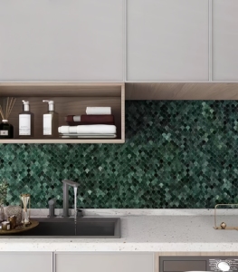 Tự dính khảm cao và thấp bề mặt nhỏ hình quạt nhôm-nhựa bảng khảm cho khách sạn biệt thự trung tâm mua sắm - Product Image 2