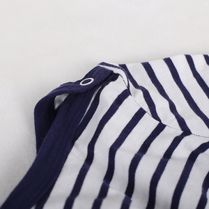 100% algodón de verano de estilo marino a <span class=keywords><strong>rayas</strong></span> de manga corta bebé niña <span class=keywords><strong>vestido</strong></span> con anillo broches - Product Image 5