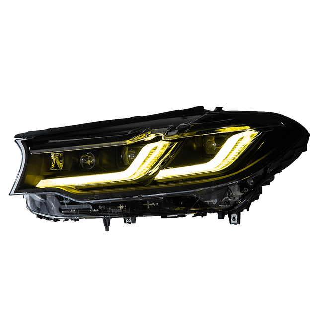 Laser Headlight for BMW 5Series G30 F90 Pre-Lci Upgrade LCI Blue Black Eyebrow Double-color DRL Yellow White Switch Front Light