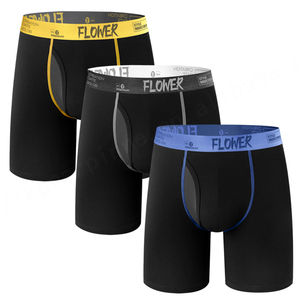 Ropa interior para hombre con logotipo personalizado, Calzoncillos Bóxer, ropa interior cómoda y transpirable de LICRA y algodón elástico para hombre, Open fly - Product Image 2