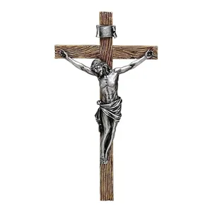 Adornos navideños religiosos personalizados, Cruz de Jesús de plata negra, estatua religiosa colgante, símbolo de cruz de crucifixión artística