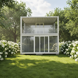 Maison préfabriquée de construction extérieure: modèle de mur rideau en verre avec isolation thermique, logement simple résidentiel - Product Image 1