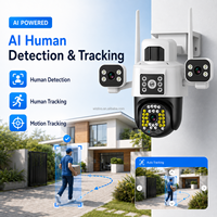 Cámara WiFi Wistino V380 Pro PTZ 12MP para Exteriores con Seguimiento Automático, Visión Nocturna en Color, Audio Bidireccional, Alarma con Sirena, Cámara CCTV