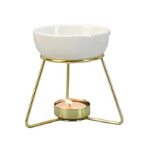 Diffuseur d'huiles essentielles avec bol en céramique, diffuseur parfumé, chauffe-parfum, brûleur de cire parfumée pour le bureau, doré