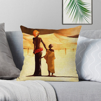 Classique africain ethnique femmes africaines travaillant coussins décoratifs taie d'oreiller en lin carré pour canapé décor à la maison