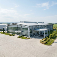 Edificio de taller moderno con estructura de acero prefabricada Q355B con gran muro cortina de vidrio para fábrica industrial o sala de exposiciones