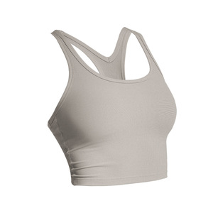 Wholesale Women Ribbed Racerback Yoga Crop Tanks Stretch Padded Athletic Sports <b>Bras</b> Light Support Fitness Pilates Activewear - Product Image 4