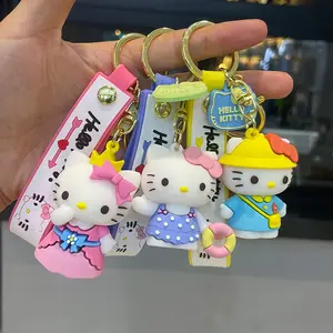 Llavero con colgante de gato KT, bolsa bonita, regalo pequeño, anime, para llaves de coche, venta al por mayor