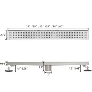 Geavanceerde Polijstbodem Geborsteld Nikkel Roestvrij Staal Badkamer Lineaire Vloer Afvoer Tegel Invoegen Lange Lineaire Douche Afvoer