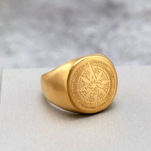 Anillo Unisex de Acero Inoxidable Estilo Vintage Yunnique, Diseño de Brújula, Estilo Hip Hop, Joyería de Regalo en Color Dorado y Plateado - Product Image 4